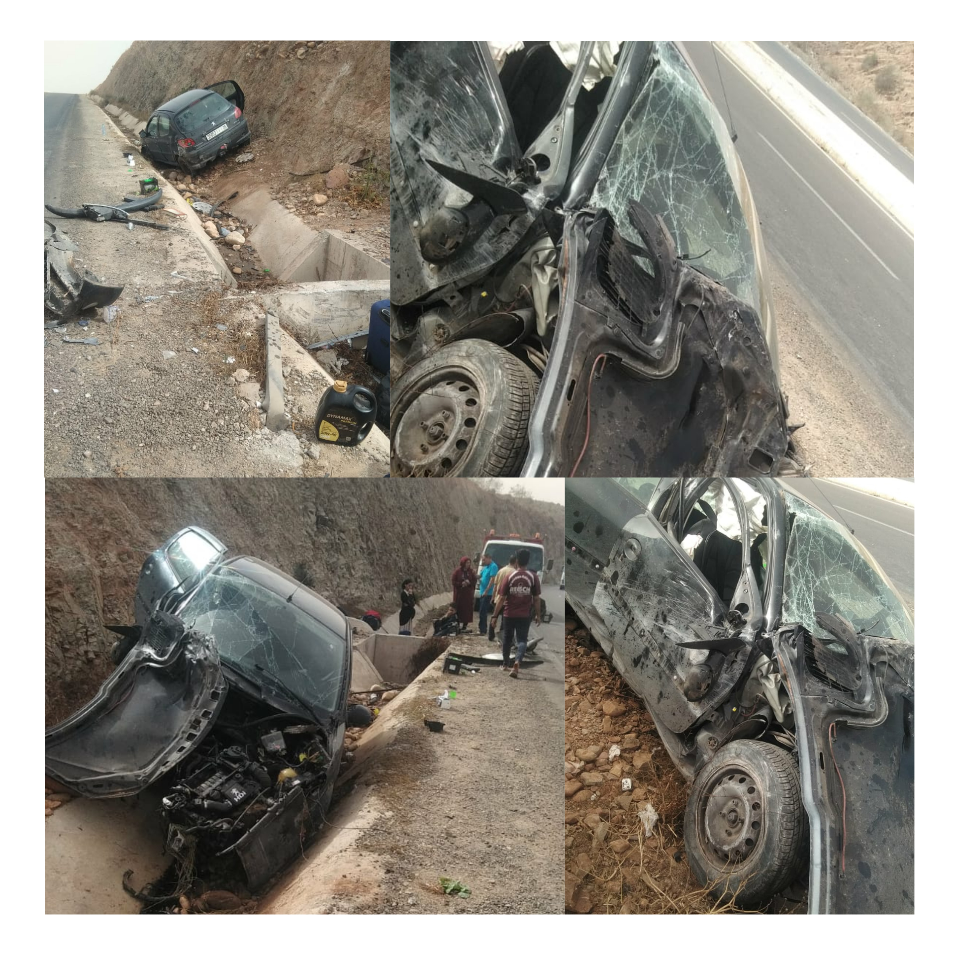 حادثة سير خطيرة إنقلاب سيارة خفيفة بالطريق الرابط أكادير / تزنيت