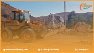 الطريق الوطنية رقم 7 الرابطة بين تحناوت وتارودانت مقطوعة في وجه مرور العربات الثقيلة والشاحنات