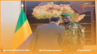 بخريطة المغرب كاملة .. قائد المرحلة الانتقالية في الغابون يستقبل سفير المغرب عبد الله الصبيحي