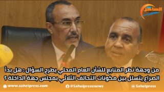 من وجهة نظر المتابع للشأن العام المحلي يطرح السؤال : هل بدأ الصراع يتسلل بين مكونات التحالف الثلاثي بمجلس جهة الداخلة ؟