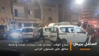 شارع الولاء.. تصادم ثلاث سيارات صباحاً وإصابة سائق على مستوى الرأس