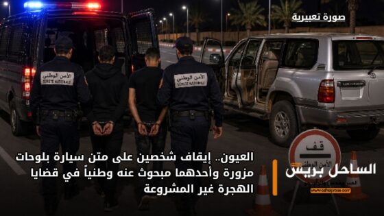 العيون.. إيقاف شخصين على متن سيارة بلوحات مزورة وأحدهما مبحوث عنه وطنياً في قضايا الهجرة غير المشروعة